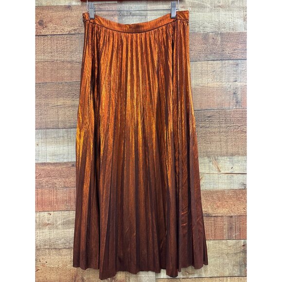 Flying Tomato Womens Pleated Metallic Maxi Skirt L - Picture 5 of 7